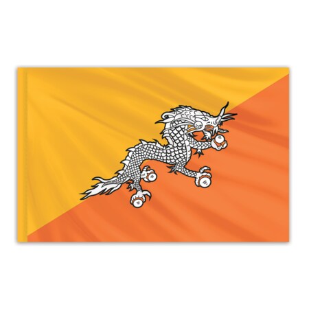 Bhutan Indoor Nylon Flag 5'x8' With Gold Fringe